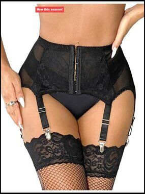 Lace Garter Belt with 6 Straps - Plus Size Suspender - Sexy Lingerie
